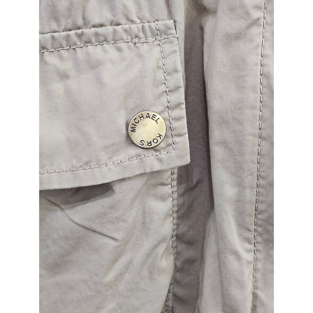 Michael Kors Anorak Jacket Wmns 1X Khaki Tan Cotton Hooded Utility Safari Pocket - Picture 2 of 8